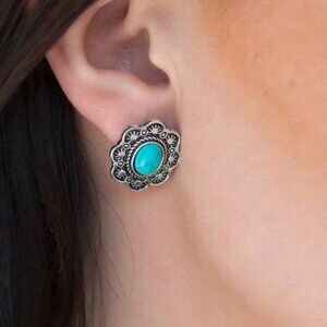 Paparazzi Jewelry Accessories - Springtime Deserts - Blue Earrings - Vintage